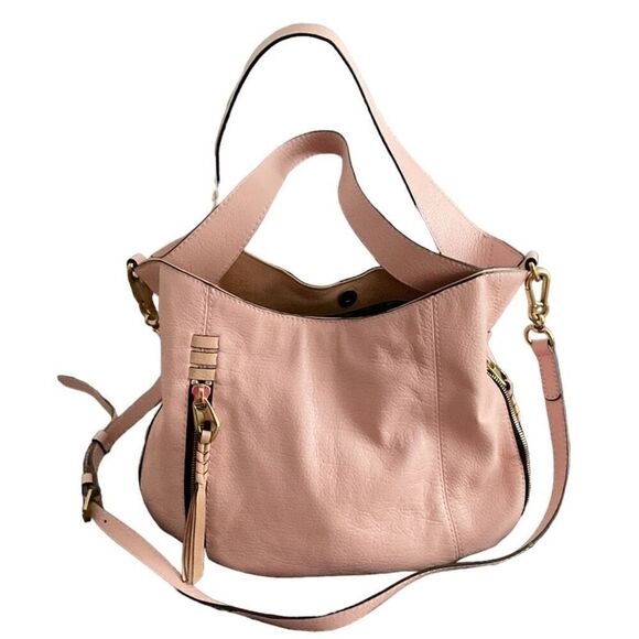 OrYany Gorgeous Adjustable Leather Pink and Beige Shoulder Bag with Strap  EUC - Picture 1 of 6